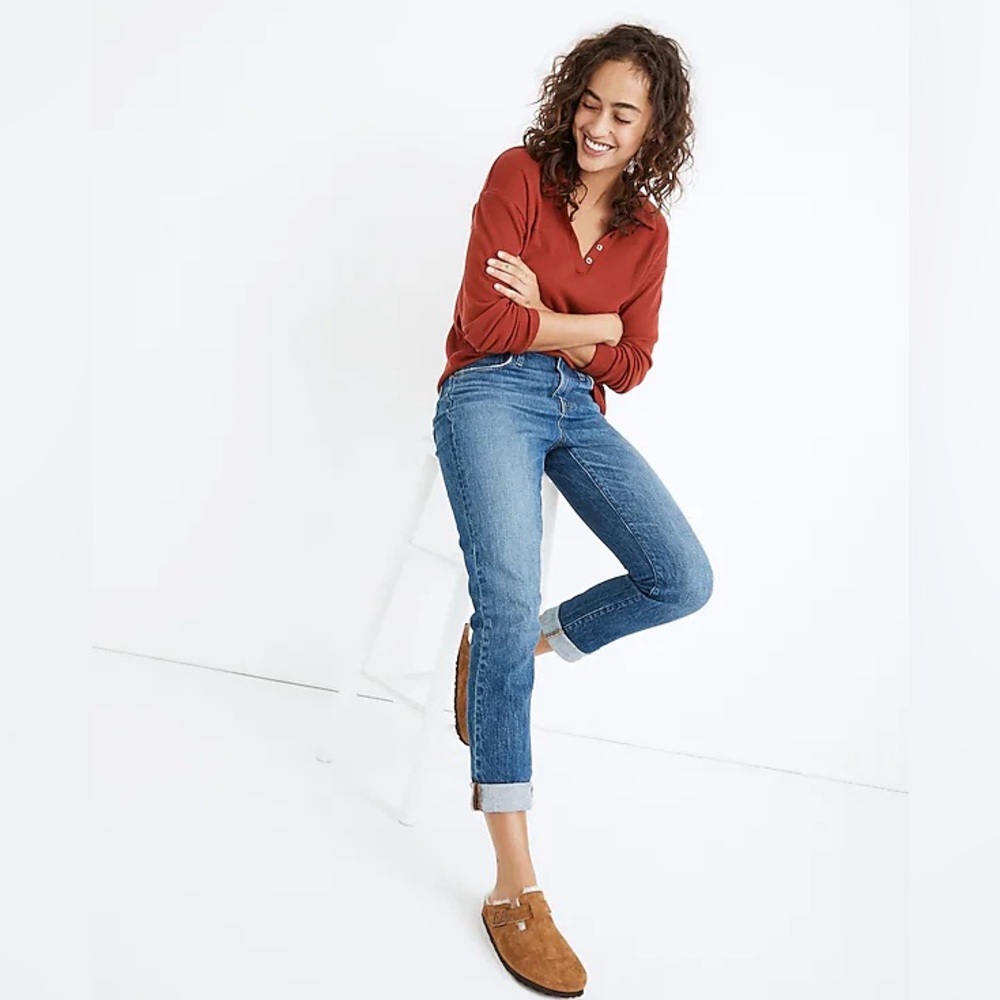 Madewell The High-Rise Slim Boyjean in Moorland Wash